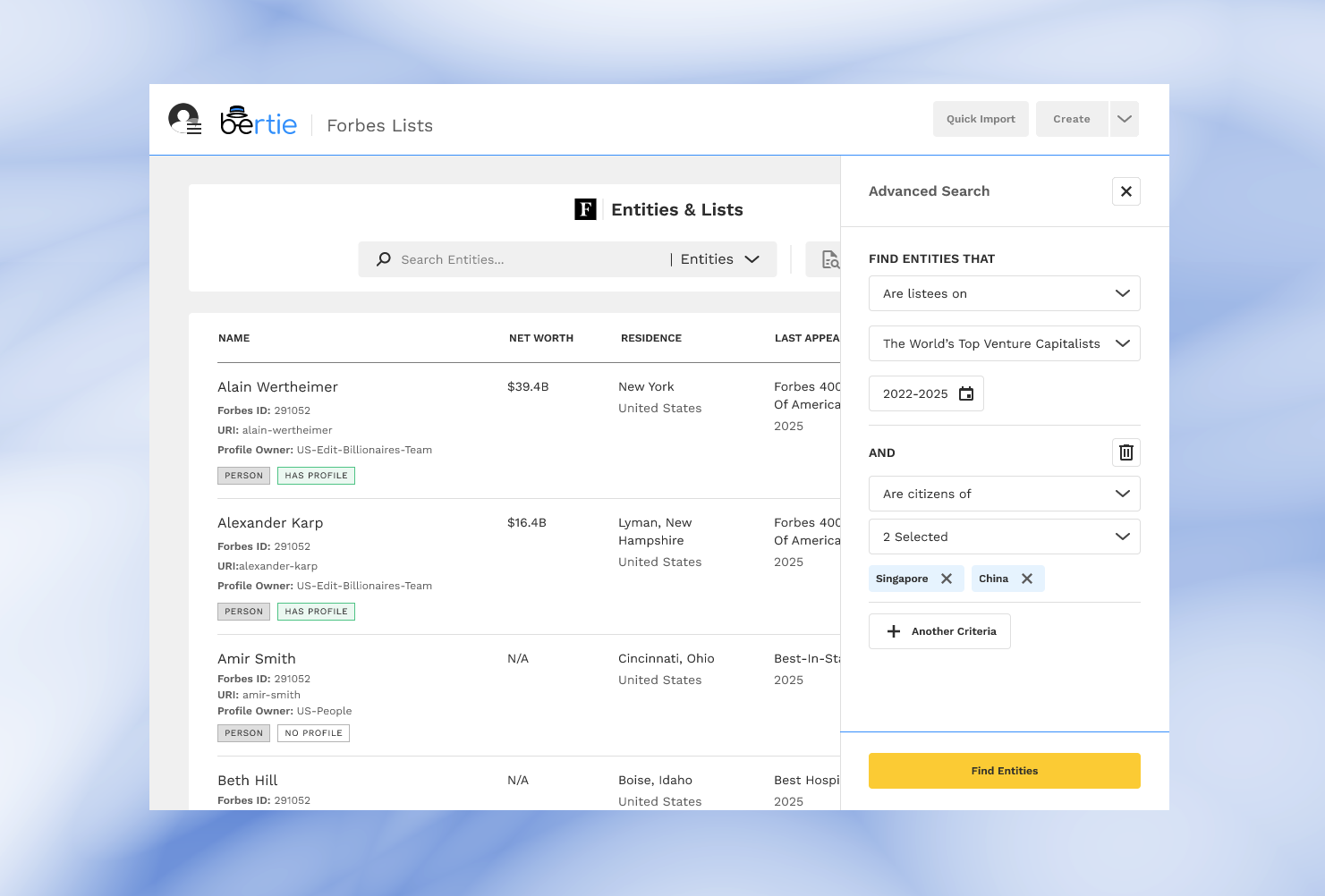 FUEL Advanced Search interface.